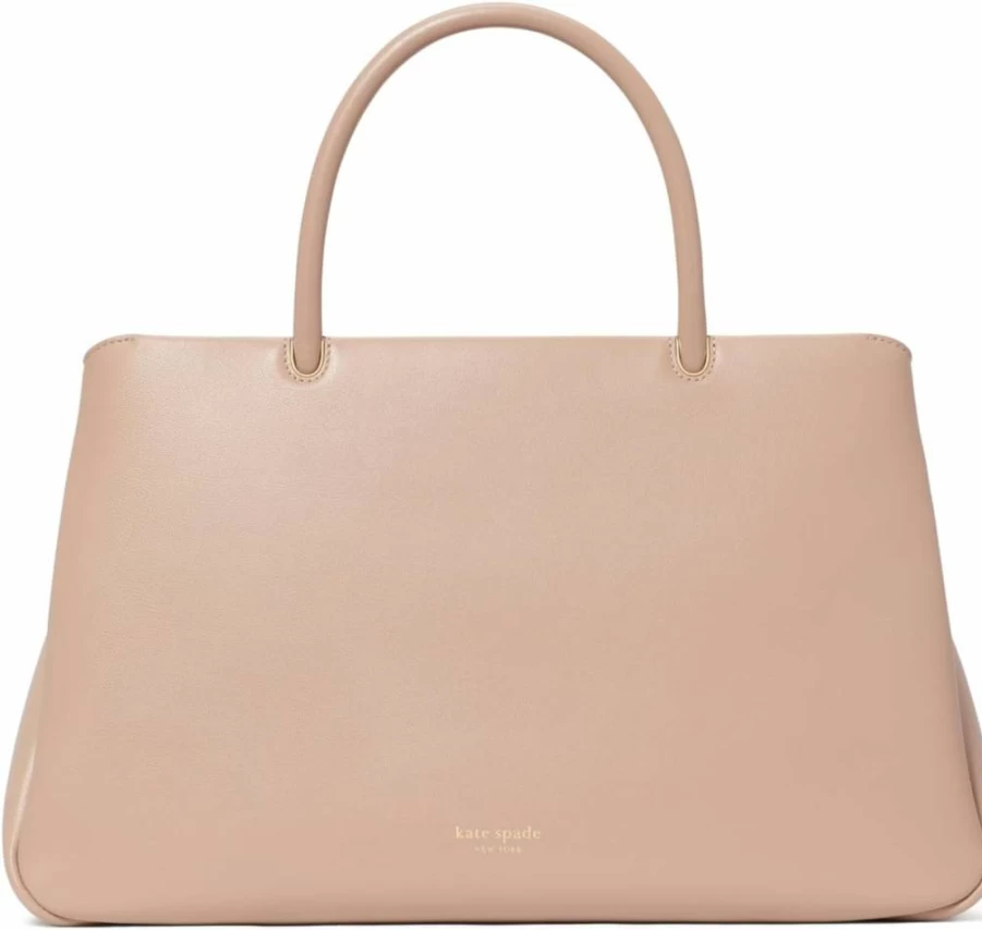 Kate Spade New York Grace Leather Satchel Handbag for Women, Timeless Taupe Large Tote, Premium Grain Leather Purse, Stylish Work & Travel Bag