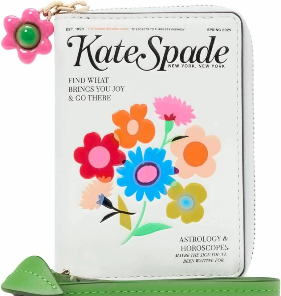 Kate Spade New York Printed Leather Wristlet – Compact Crossbody Bag for Women, Multi-Color Fashion Accessory
