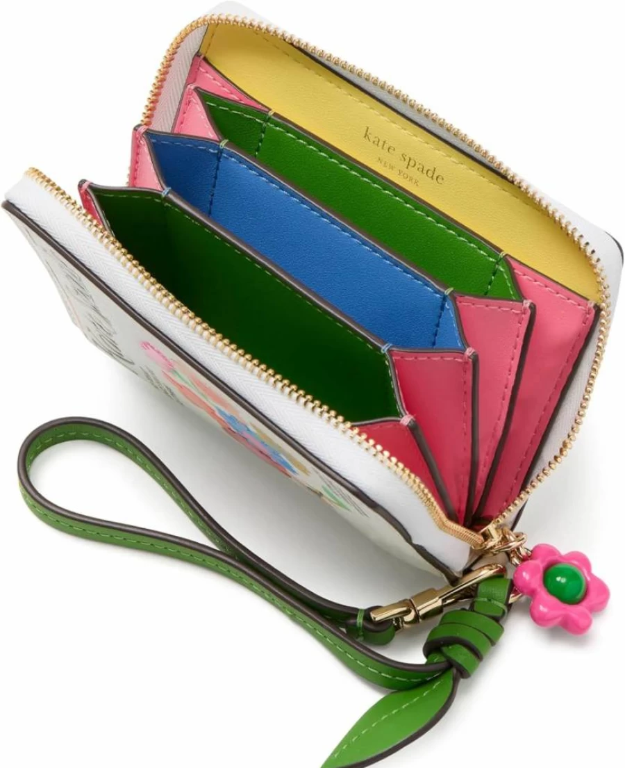 Kate Spade New York Printed Leather Wristlet – Compact Crossbody Bag for Women, Multi-Color Fashion Accessory