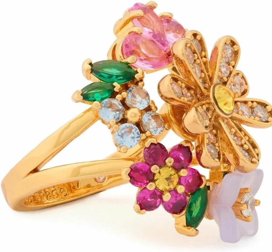 Kate Spade New York Floral Cocktail Ring - Bursting Blooms Statement Jewelry for Women