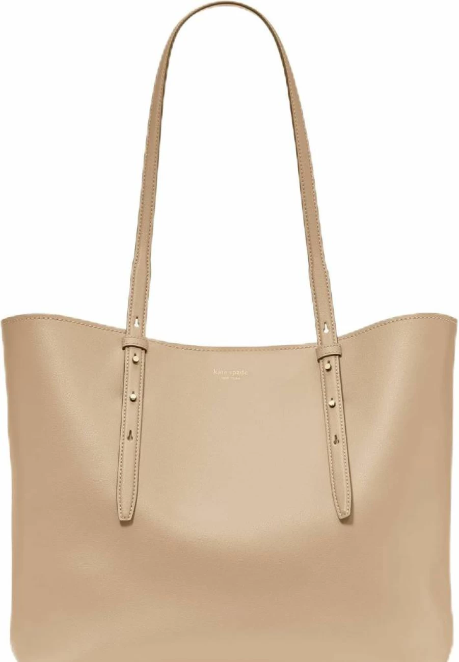 Kate Spade New York Timeless Taupe Leather Large Tote Bag - Stylish & Spacious Do-It-All Handbag for Women