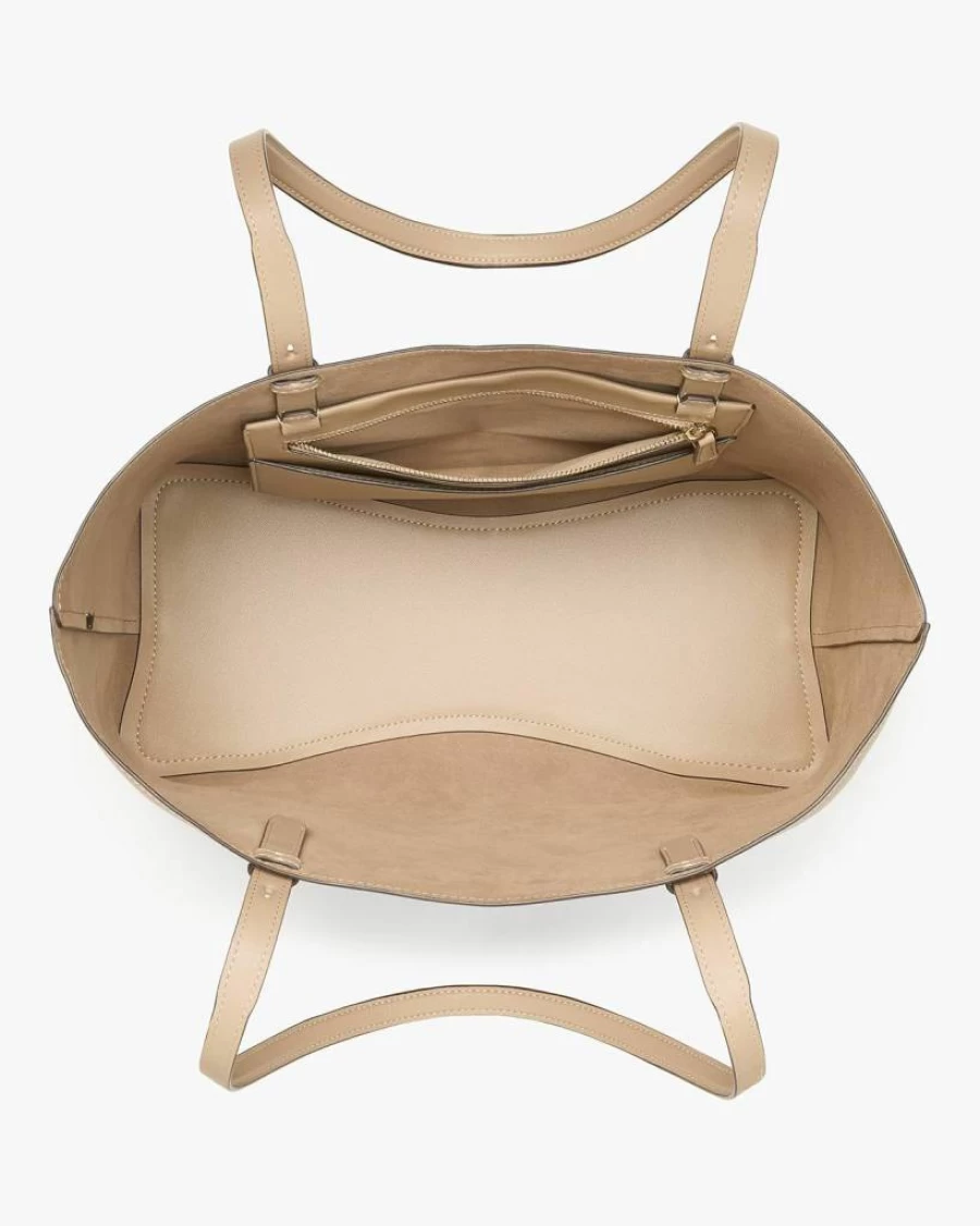 Kate Spade New York Timeless Taupe Leather Large Tote Bag - Stylish & Spacious Do-It-All Handbag for Women