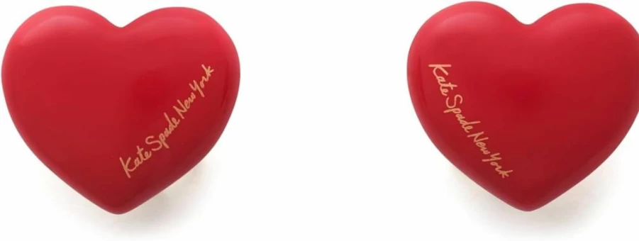 Kate Spade New York Heart Stud Earrings - Gold Tone Statement Studs with Heart Design