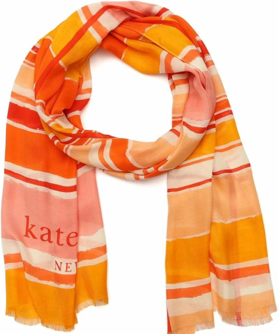 Kate Spade New York Women's Lightweight Ocean Stripe Viscose Scarf - Stylish Oblong Fashion Accessory for Women