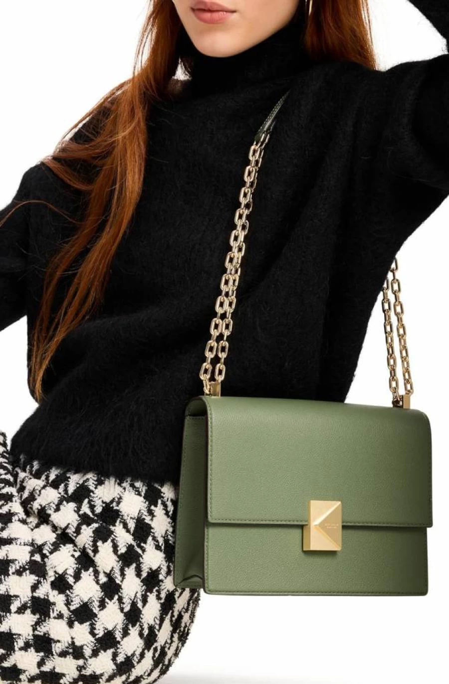 Kate Spade New York Deco Pebbled Leather Crossbody Bag with Chain Strap