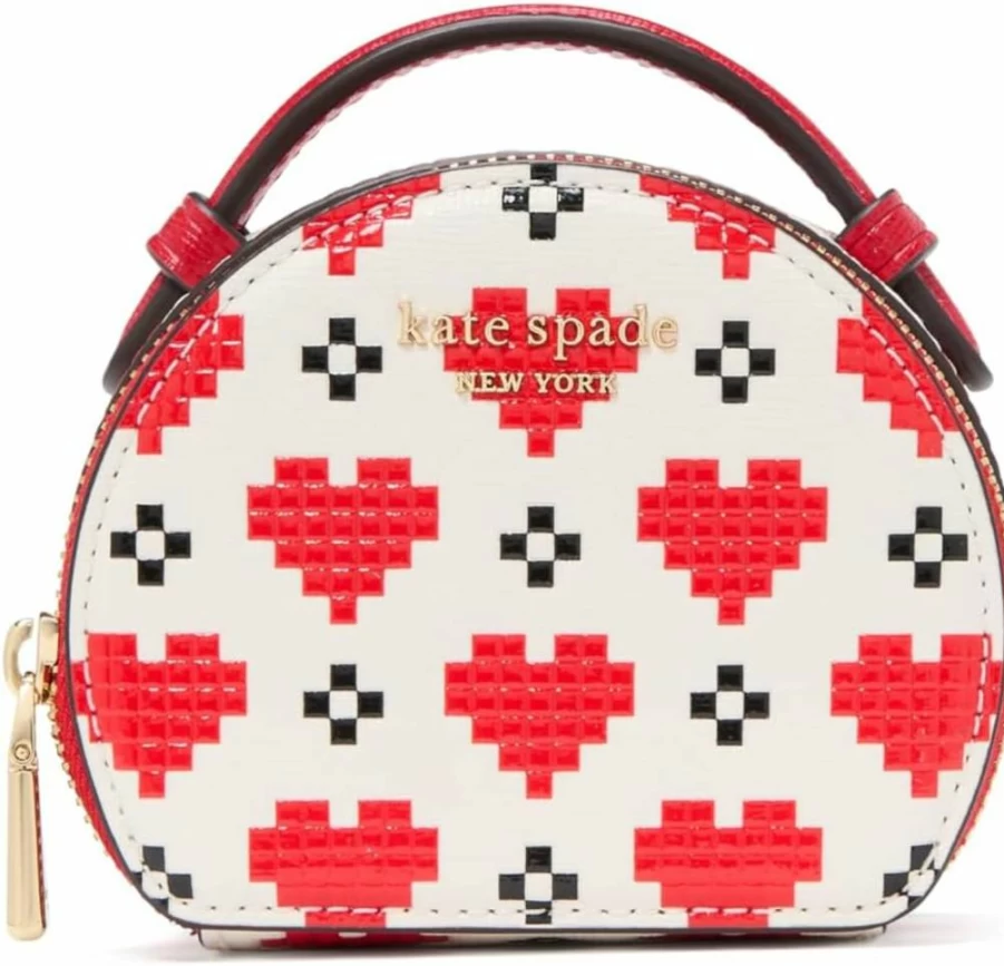 Kate Spade New York Devin Pixel Hearts Phone Case - Embossed Saffiano Leather Cover for iPhone & Samsung