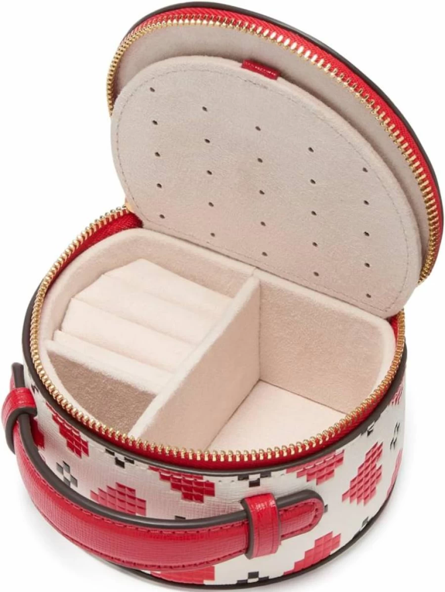 Kate Spade New York Devin Pixel Hearts Phone Case - Embossed Saffiano Leather Cover for iPhone & Samsung
