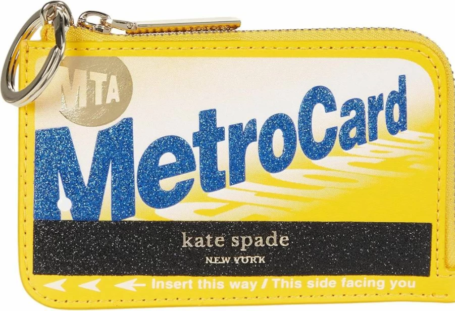 Kate Spade New York Women's On A Roll Smooth Leather Metro Card Holder - Zip Around Wallet Case, High Noon Multi Color, One Size