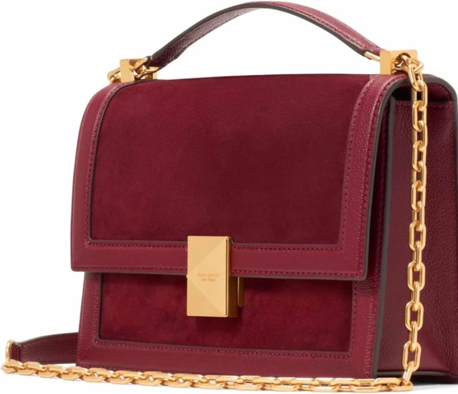 Kate Spade New York Cherry Juice Multi Deco Pebbled Leather Suede Chain Crossbody Shoulder Bag