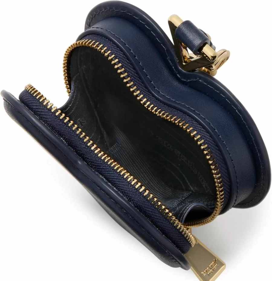 Kate Spade New York Liv Smooth Leather Heart-Shaped Coin Wallet - Stylish Compact Card Holder for Women