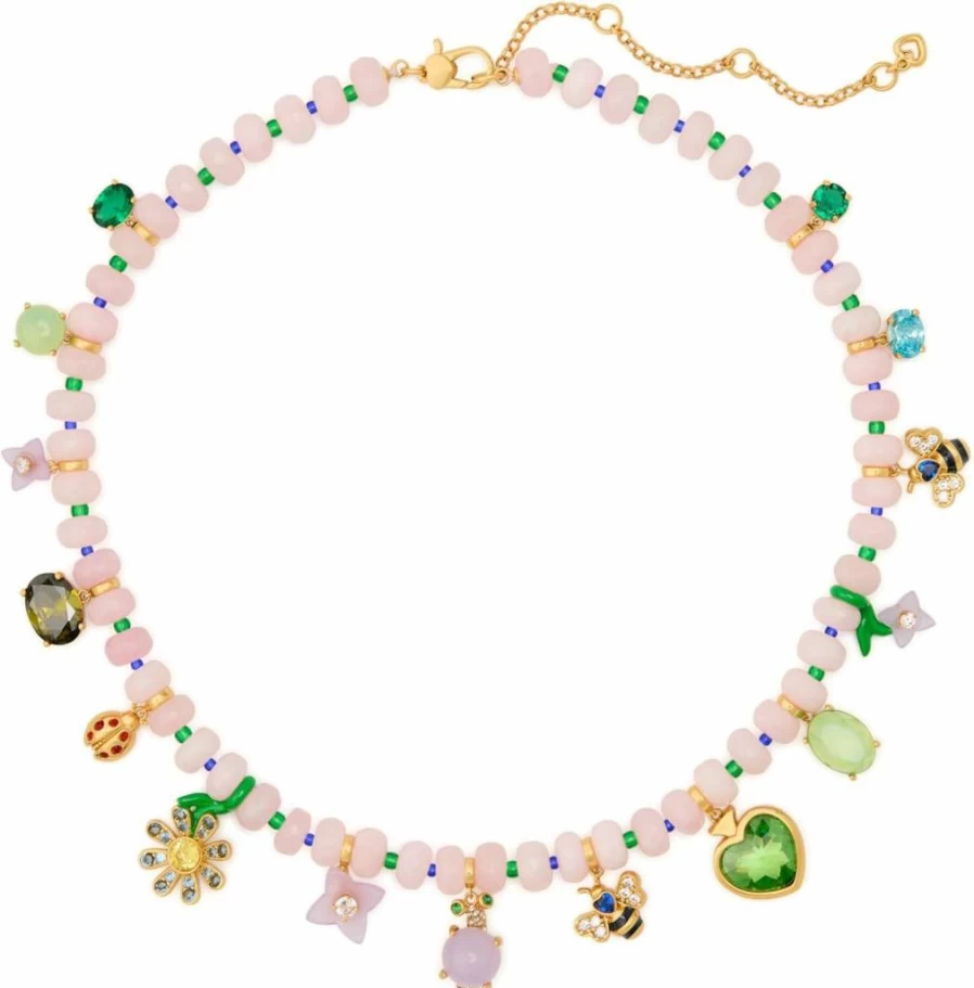 Kate Spade New York Garden Friends Charm Necklace - Floral Pendant Jewelry for Women