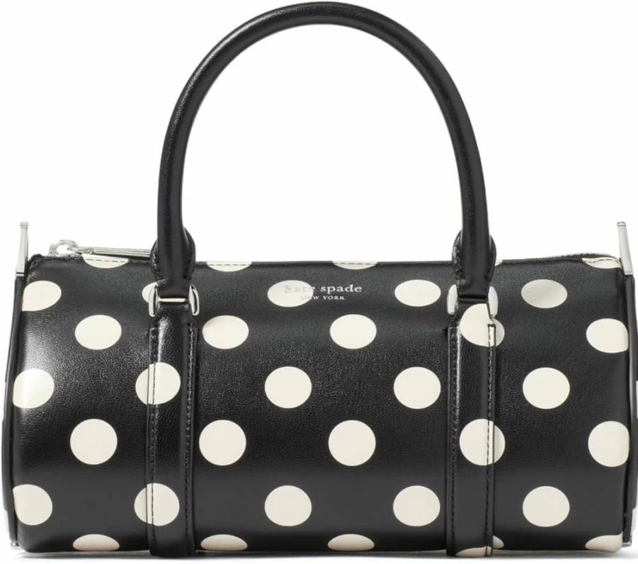 Kate Spade New York Small Barrel Bag - Genuine Fine Grain Leather, Spade Icon Design, Crossbody Purse for Women