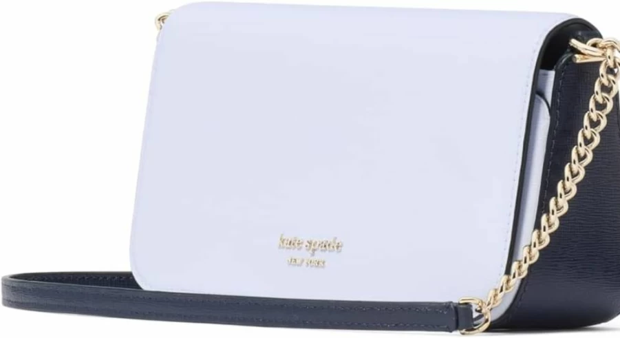Kate Spade New York Devin Saffiano Leather Crossbody Wallet with Chain Strap, Pale Sapphirine Multi Colorblock Design