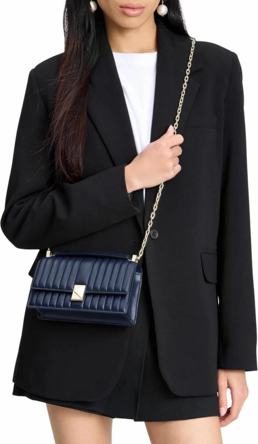 Kate Spade New York Deco Quilted Leather Mini Crossbody Bag with Chain Strap
