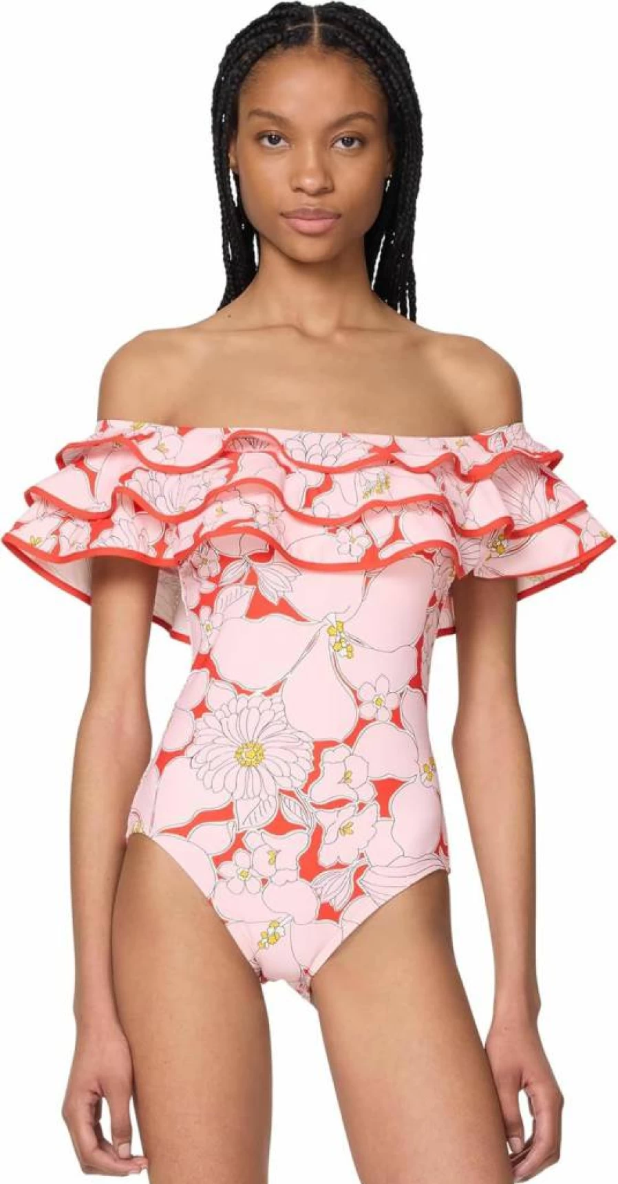 Kate Spade New York Women's Ruffle Detail Solid Color One-Piece Swimsuit