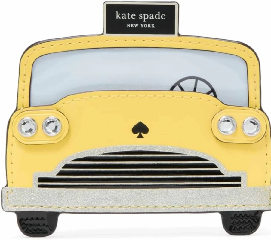 Kate Spade New York Women's Hey Taxi Embellished Leather Card Holder Wallet in Yellow Multi, One Size