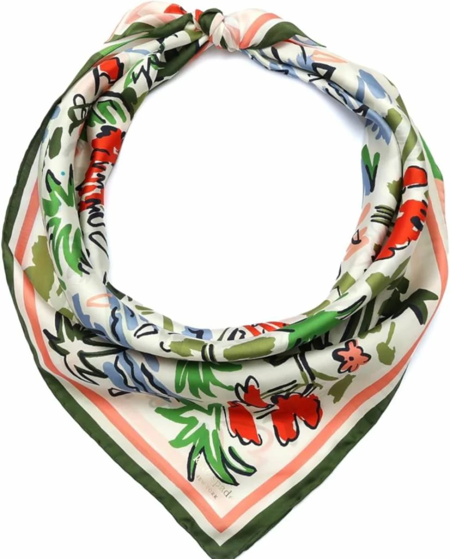 Kate Spade New York Women's Lightweight Silk Scarf - Stylish Coastal Scene Square Fashion Accessory
