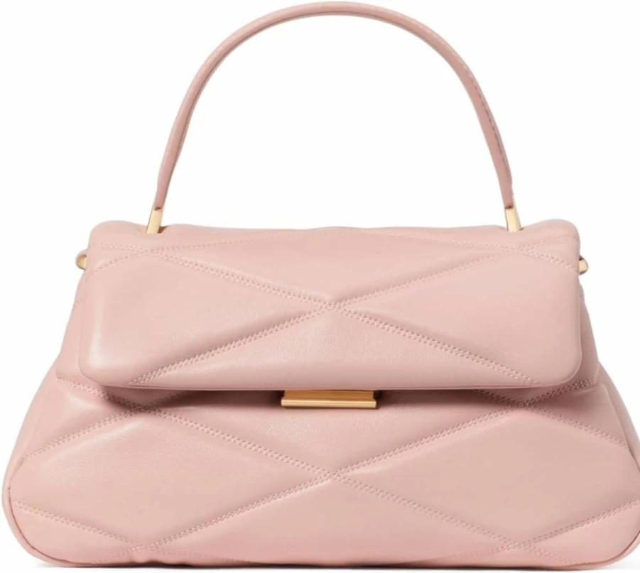 Kate Spade New York Grace Small Leather Top Handle Bag in Rose Smoke, Quilted Design