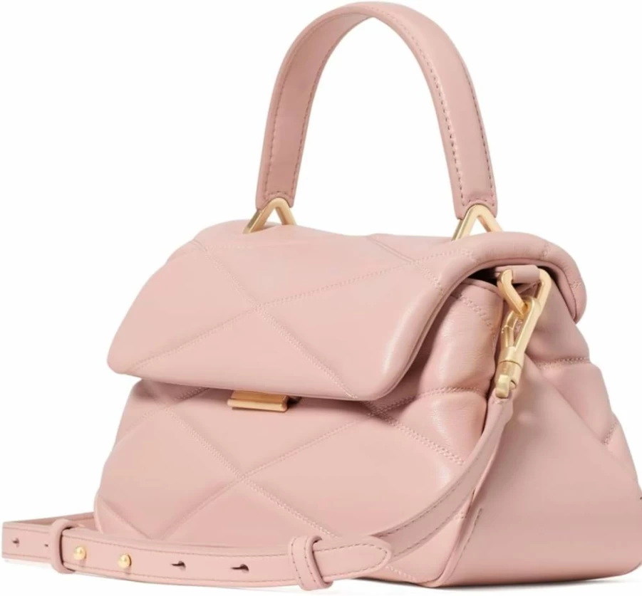 Kate Spade New York Grace Small Leather Top Handle Bag in Rose Smoke, Quilted Design