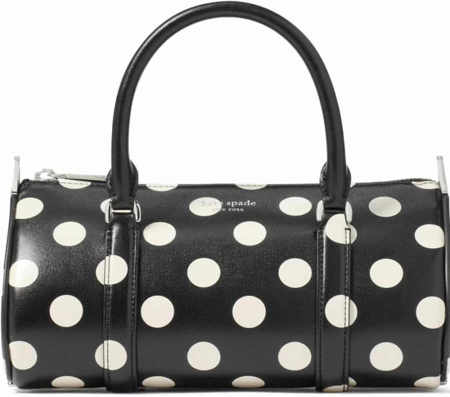 Kate Spade New York Small Barrel Bag - Spade Icon Fine Grain Leather Crossbody Purse for Women