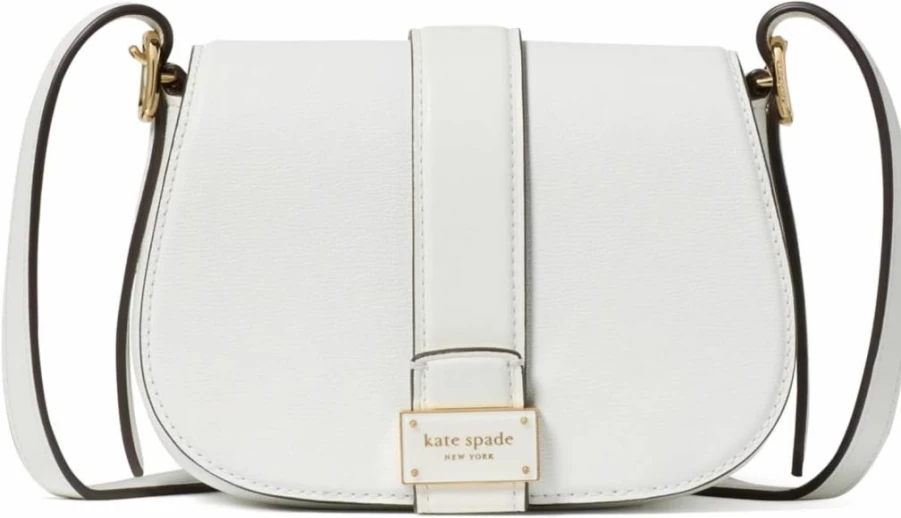 Kate Spade New York Nouveau Mini Saddle Bag in Textured White Leather