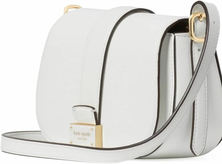 Kate Spade New York Nouveau Mini Saddle Bag in Textured White Leather