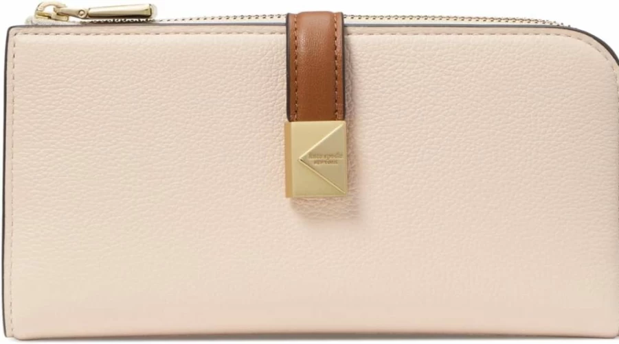 Kate Spade New York Deco Quilted Leather Wallet for Women - Stylish Compact Card Holder with Zip Pocket