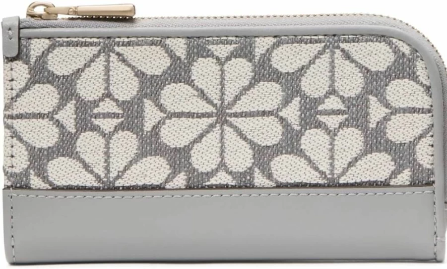 Kate Spade New York Devin Small Bifold Wallet in Grey Multi Floral Jacquard Design