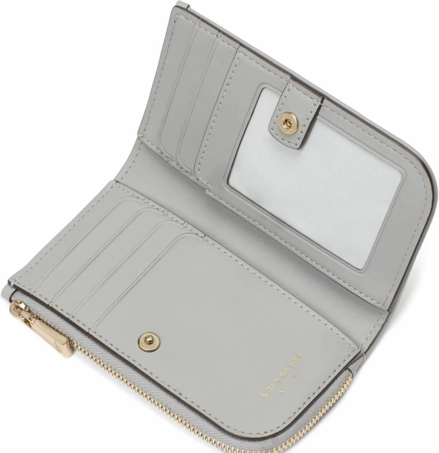 Kate Spade New York Devin Small Bifold Wallet in Grey Multi Floral Jacquard Design