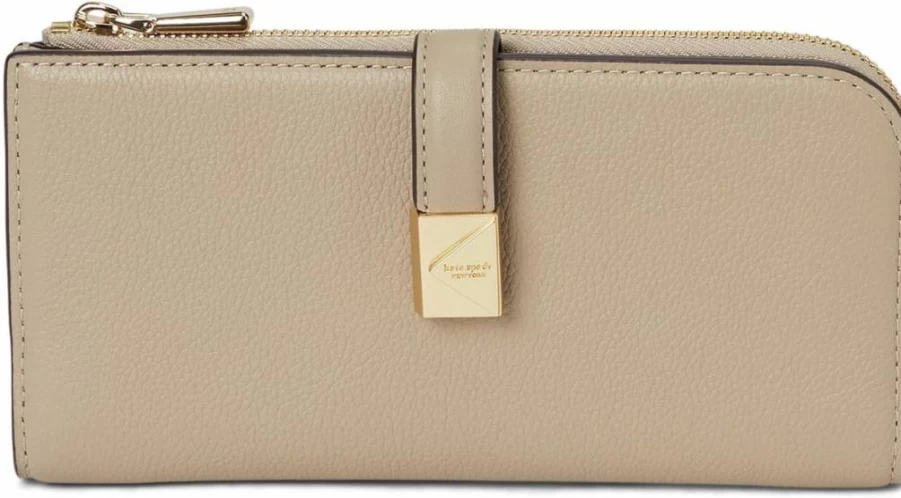 Kate Spade New York Small Leather Wallet - Stylish Compact Deco Pebbled Design for Everyday Use