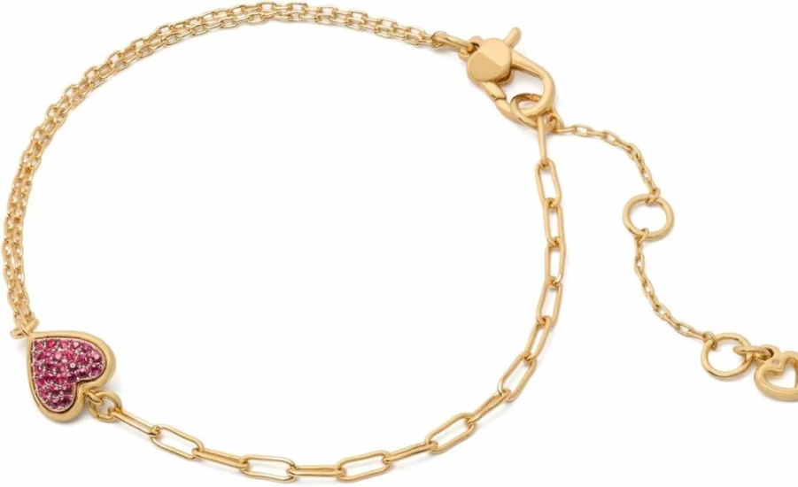 Kate Spade New York Heart Pave Line Bracelet - Sterling Silver Cubic Zirconia Adjustable Bangle