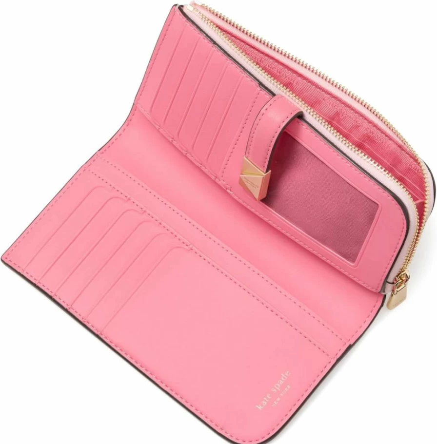 Kate Spade New York Women's Colorblock Leather Slim Wallet with Zip Closure