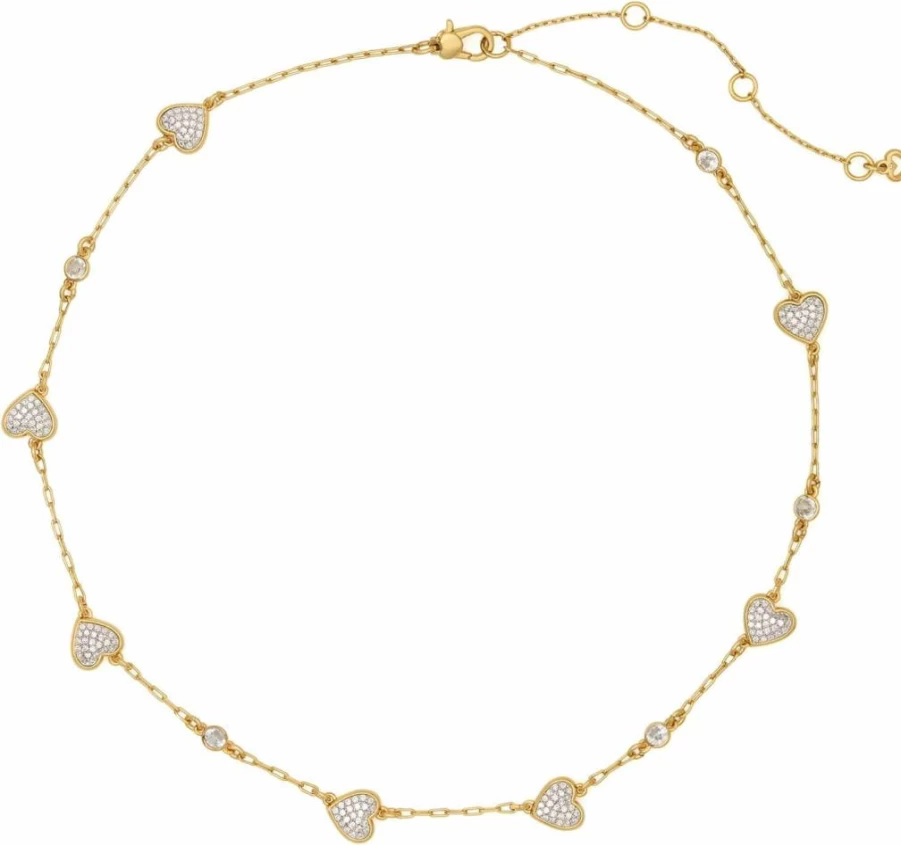 Kate Spade New York Heart Pave Necklace with Scatter Detail | Sterling Silver Pendant
