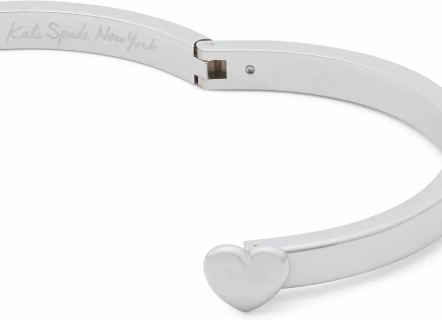 Kate Spade New York Heart You Hinged Bangle - Sterling Silver Adjustable Love Bracelet for Women