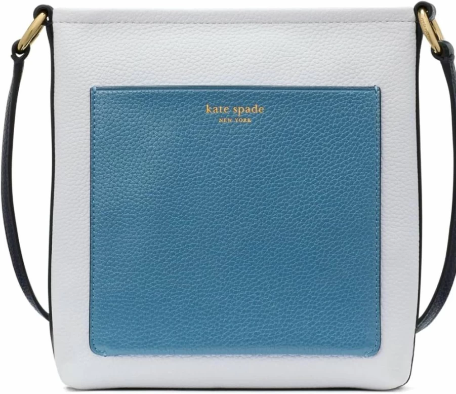 Kate Spade New York Ava Small Leather Crossbody Bag, Colorblock Swingpack in Back To School Blues Multi