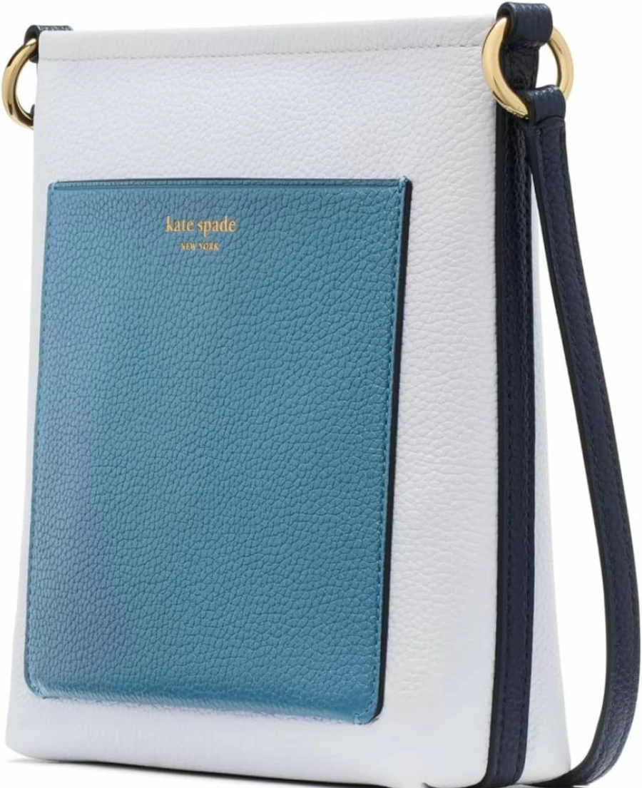 Kate Spade New York Ava Small Leather Crossbody Bag, Colorblock Swingpack in Back To School Blues Multi