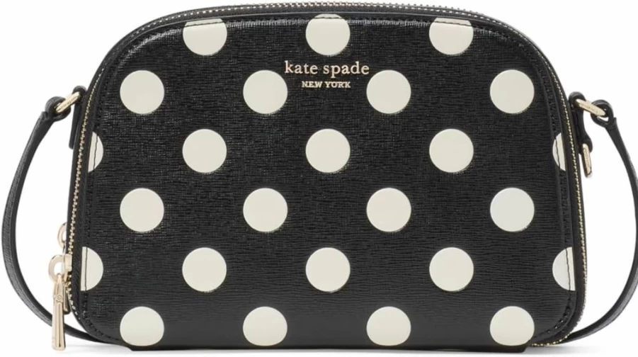 Kate Spade New York Devin Leather Crossbody Bag - Saffiano Double Zip Dome Handbag for Women