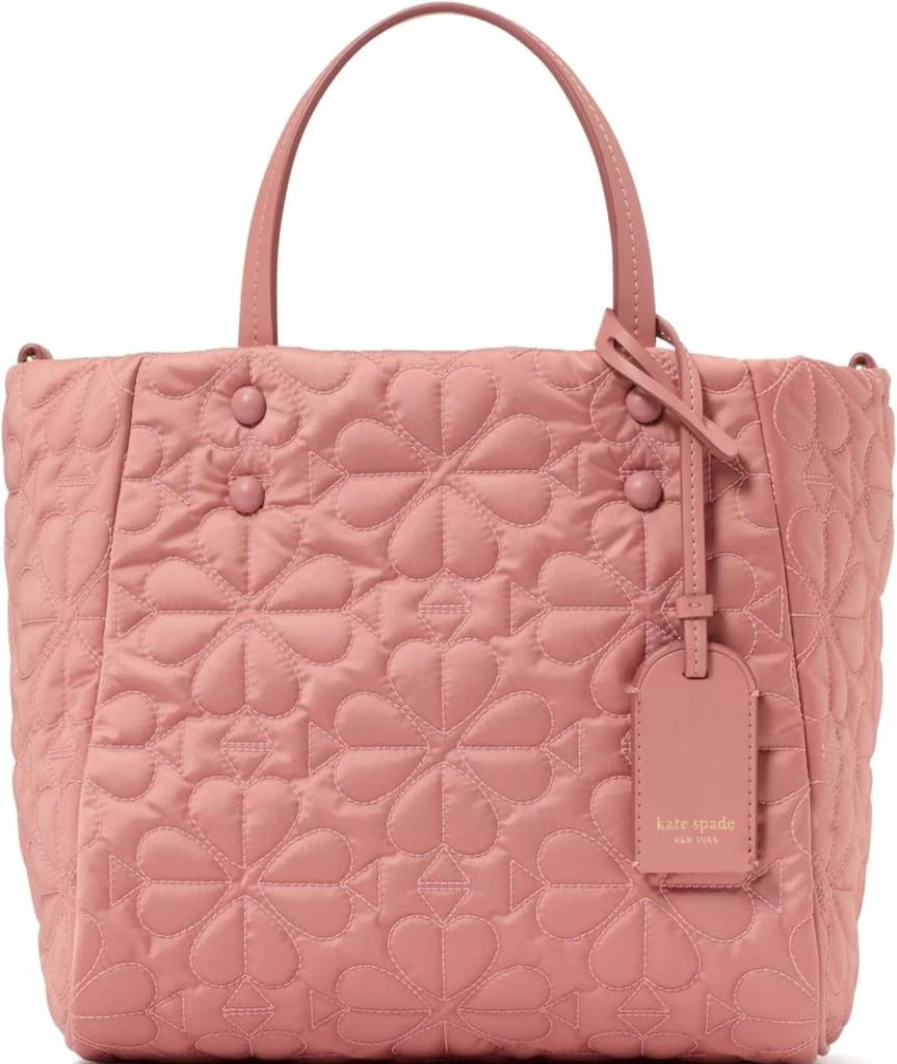 Kate Spade New York Tilly Small Quilted Tote Bag for Women in Cosmetic Pink, Lightweight Fabric, One Size Shoulder Purse