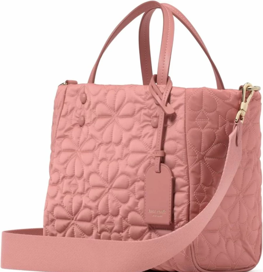 Kate Spade New York Tilly Small Quilted Tote Bag for Women in Cosmetic Pink, Lightweight Fabric, One Size Shoulder Purse