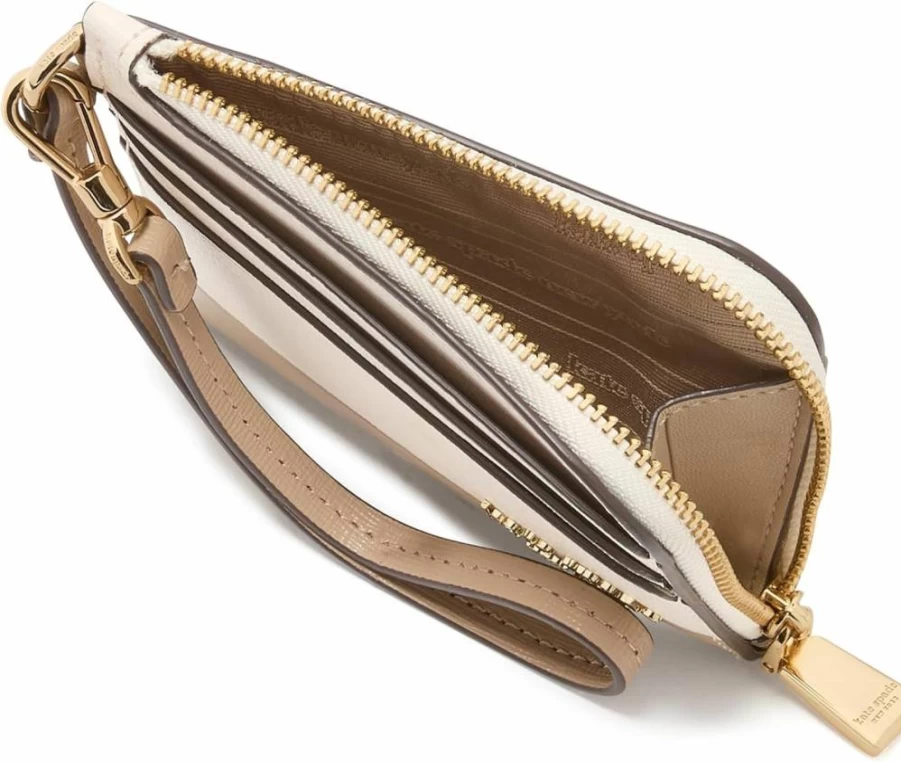Kate Spade New York Devin Leather Card Holder Wristlet with Coin Pocket, Saffiano Crossbody Wallet for Women