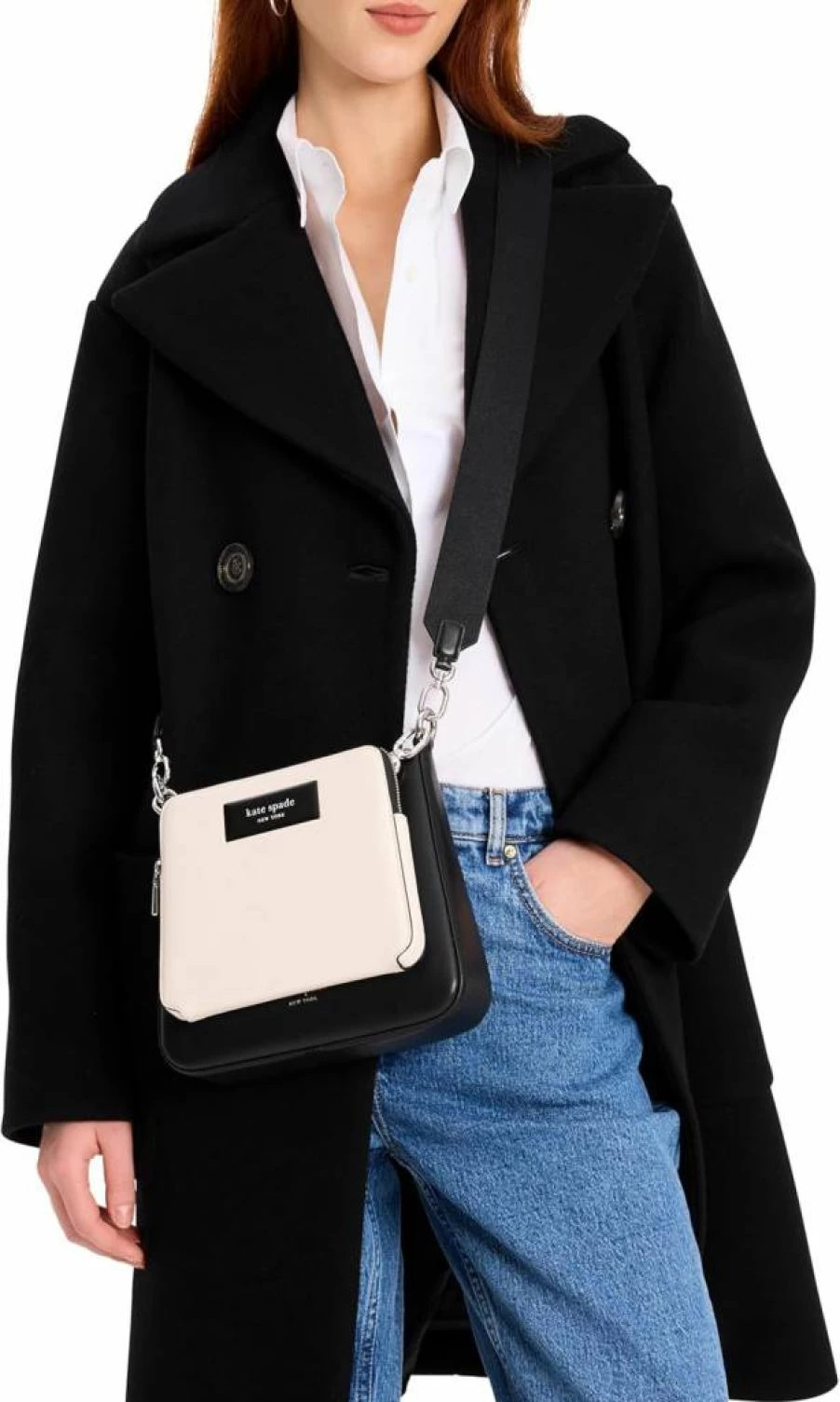 Kate Spade New York Smooth Leather Crossbody Bag - 3-in-1 Convertible Handbag for Women