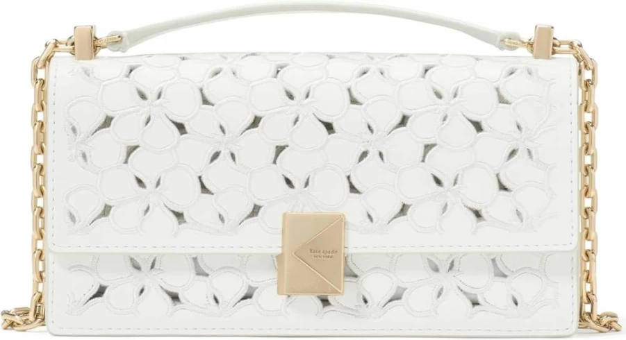 Kate Spade New York Deco Dot Leather Crossbody Bag with Chain Strap - Fine Grain Shoulder Purse for Women