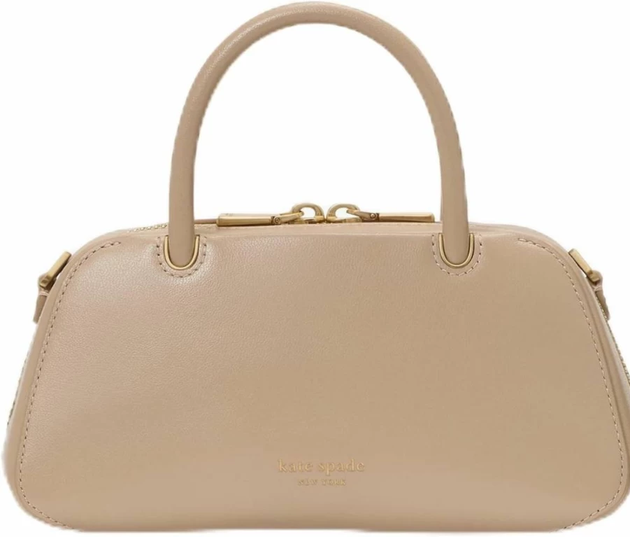 Kate Spade New York Grace Mini Leather Crossbody Bag in Timeless Taupe, Fine Grain Texture, Stylish & Compact Handbag for Women