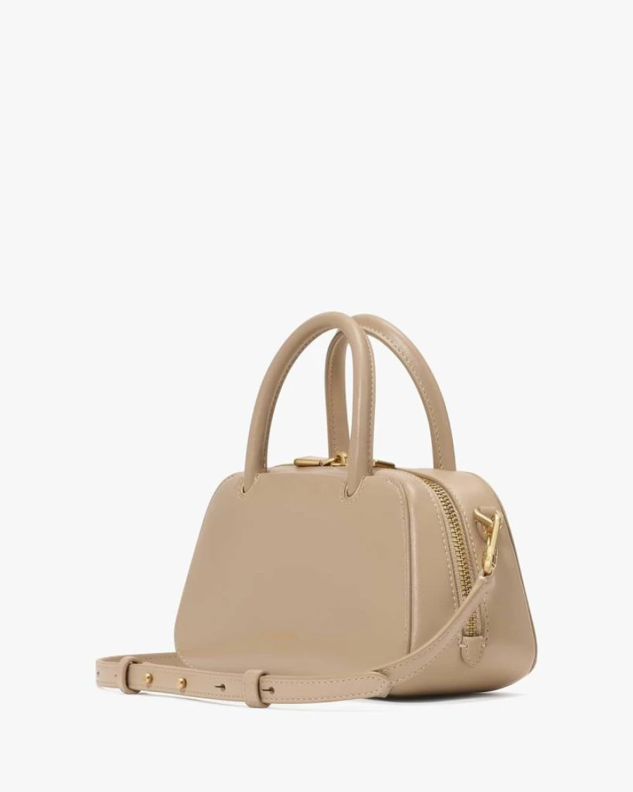 Kate Spade New York Grace Mini Leather Crossbody Bag in Timeless Taupe, Fine Grain Texture, Stylish & Compact Handbag for Women