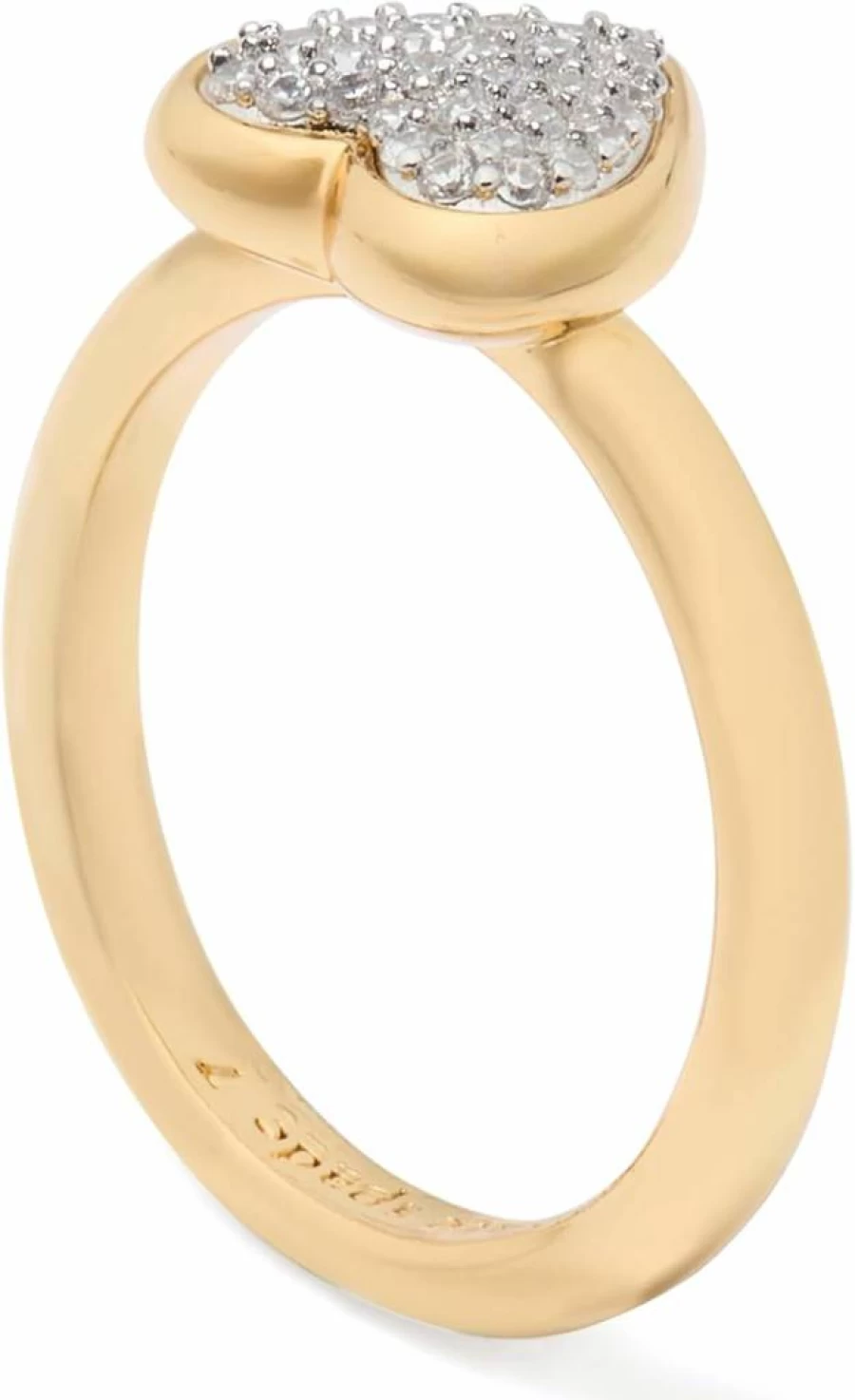 Kate Spade New York Heart Pave Ring - Sterling Silver Ring with Cubic Zirconia Stones, Dainty Heart Jewelry for Women