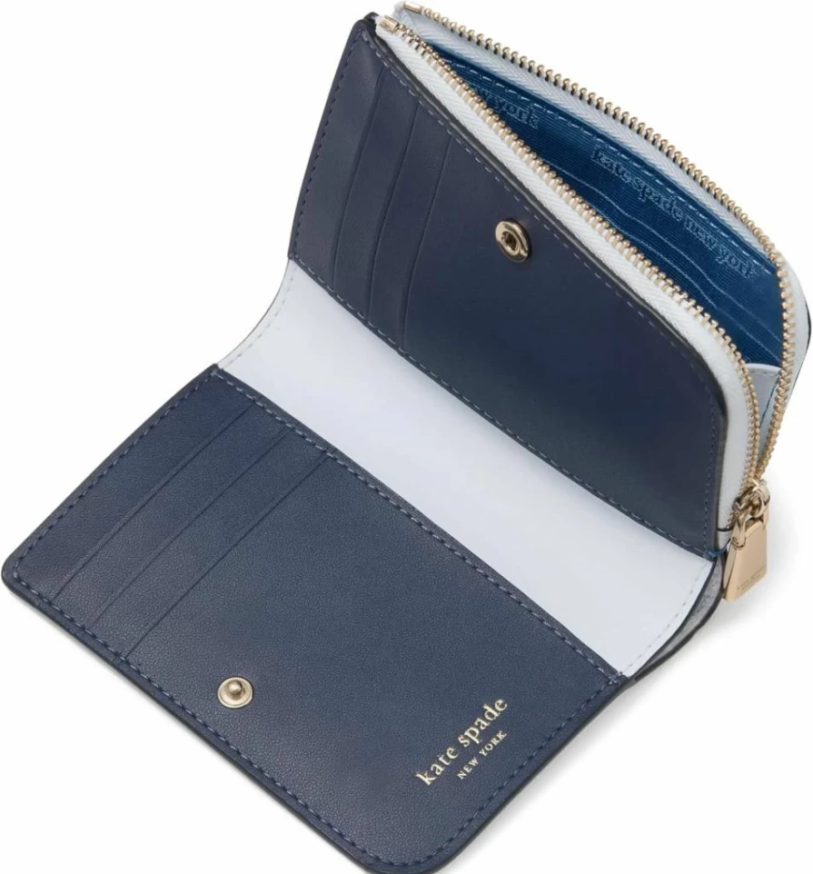 Kate Spade New York Ava Leather Zip Bifold Wallet for Women - Colorblocked Pebbled Design