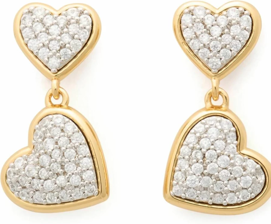 Kate Spade New York Heart Stud Earrings with Pave Setting - Sterling Silver or Gold Plated