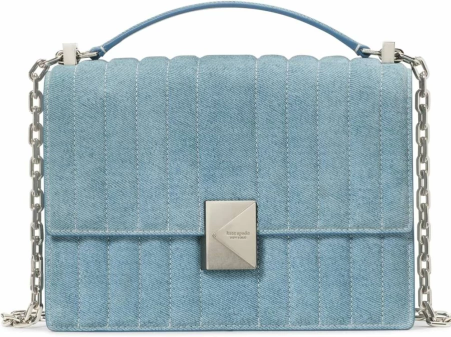 Kate Spade New York Blue Denim and Suede Quilted Shoulder Bag with Chain Strap