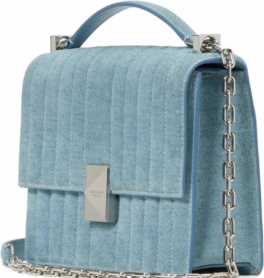 Kate Spade New York Blue Denim and Suede Quilted Shoulder Bag with Chain Strap
