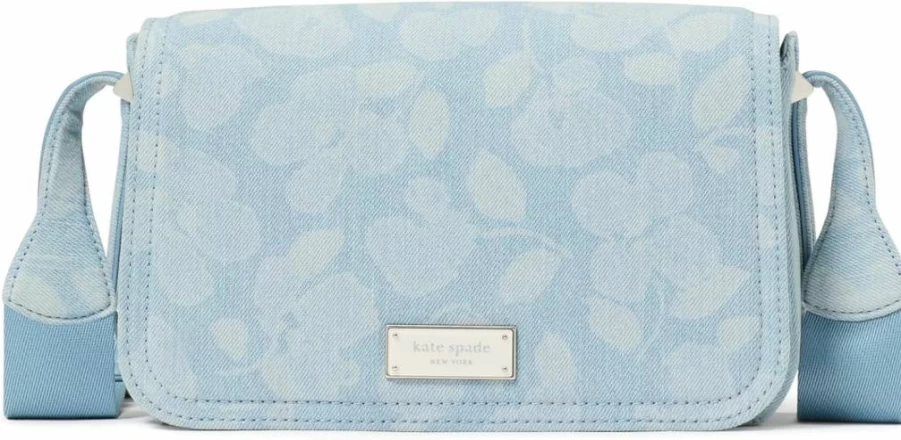 Kate Spade New York Liv Small Crossbody Bag in Printed Denim, Blue Multi Pattern